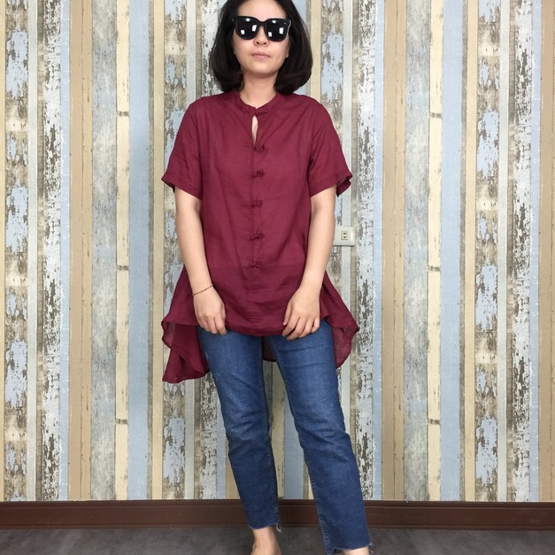 假釦中國結前短長裝-酒紅色