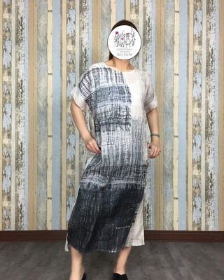 絲線薄透棉麻洋裝