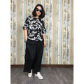 黑白水墨抓皺上衣-黑底白葉_4