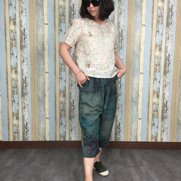 花布相片印短版上衣