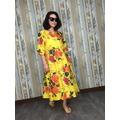 鮮豔色花布娃娃裝-黃色_1