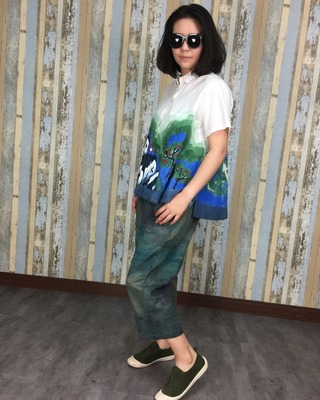 房子娃娃上衣-藍綠色