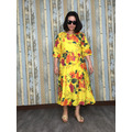 鮮豔色花布娃娃裝-黃色_4