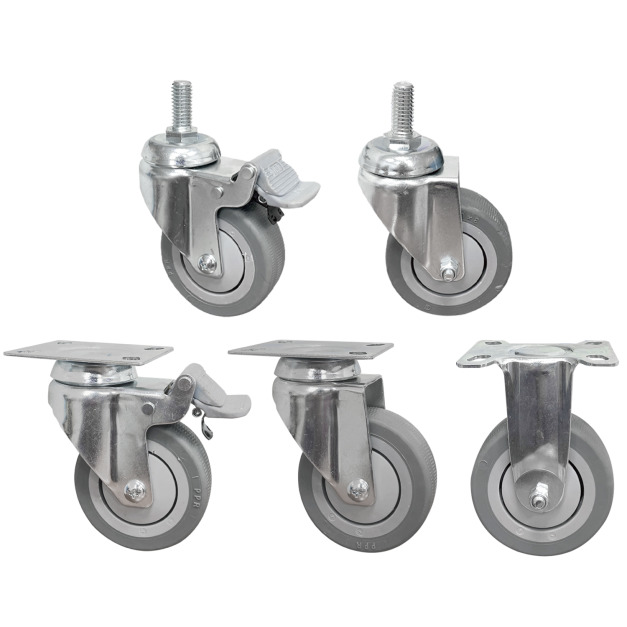 3吋TPR儀器輪｜（長方形）方盤、3分牙、4分牙｜大型平板車替換輪