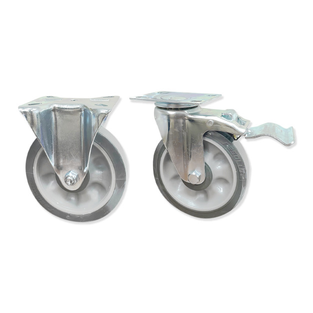 5吋手推車輪｜方盤｜煞車款手推車專用