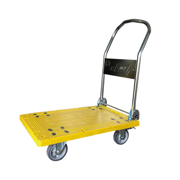 折疊強化手推車｜黃｜煞車款｜承重300KG
