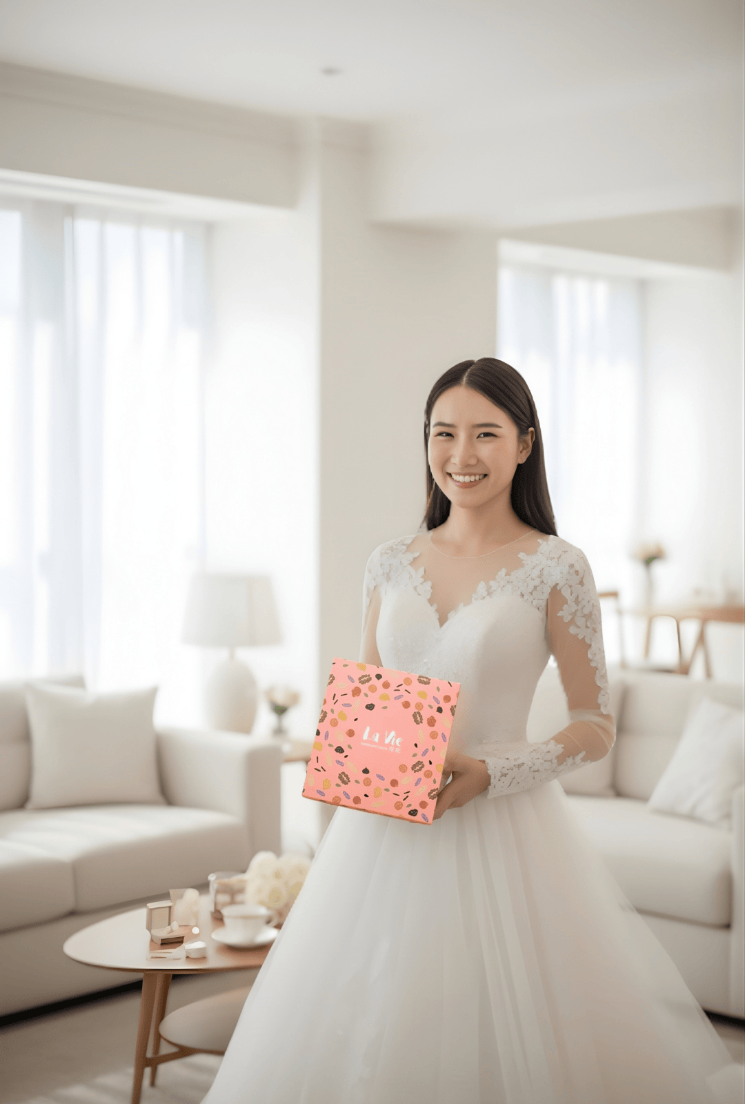 幸福之花法式手工喜餅禮盒 主視覺，花花LaVie 粉色高雅設計。