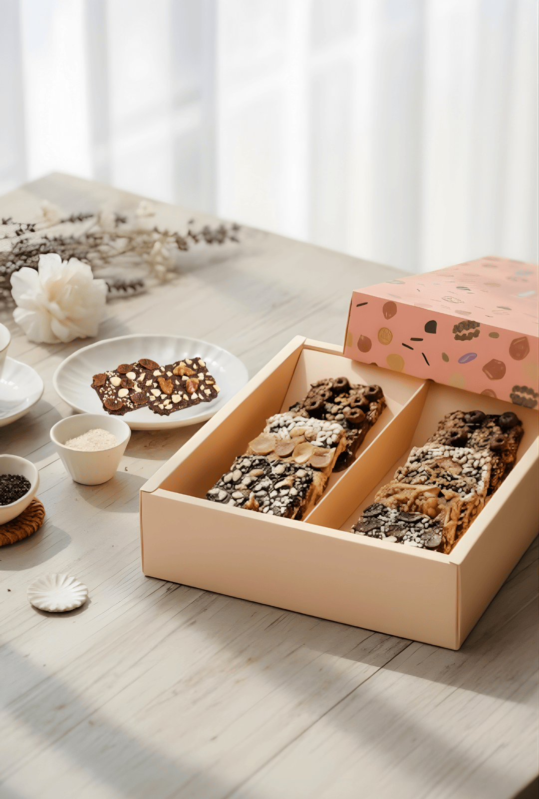 花花LaVie 喜餅開啟特寫，展示多樣法式手工餅乾與精選甜點。