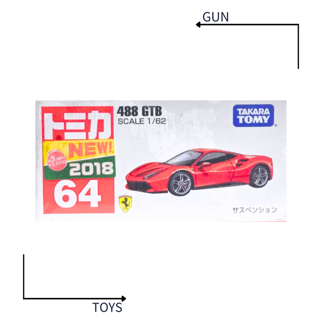《GTS》TOMICA 多美小汽車 白盒 新車貼 NO.64 法拉利 Ferrari 488 GTB 102526