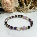 【小小的心願】 招財好氣色｜薰衣草紫晶石榴石天然水晶手鏈｜14KGF黃銅