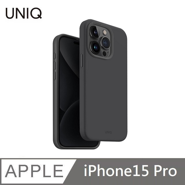 UNIQLinoHue液態矽膠防摔手機殼MagSafe磁吸-深灰適用iPhone15Pro(6.1'')