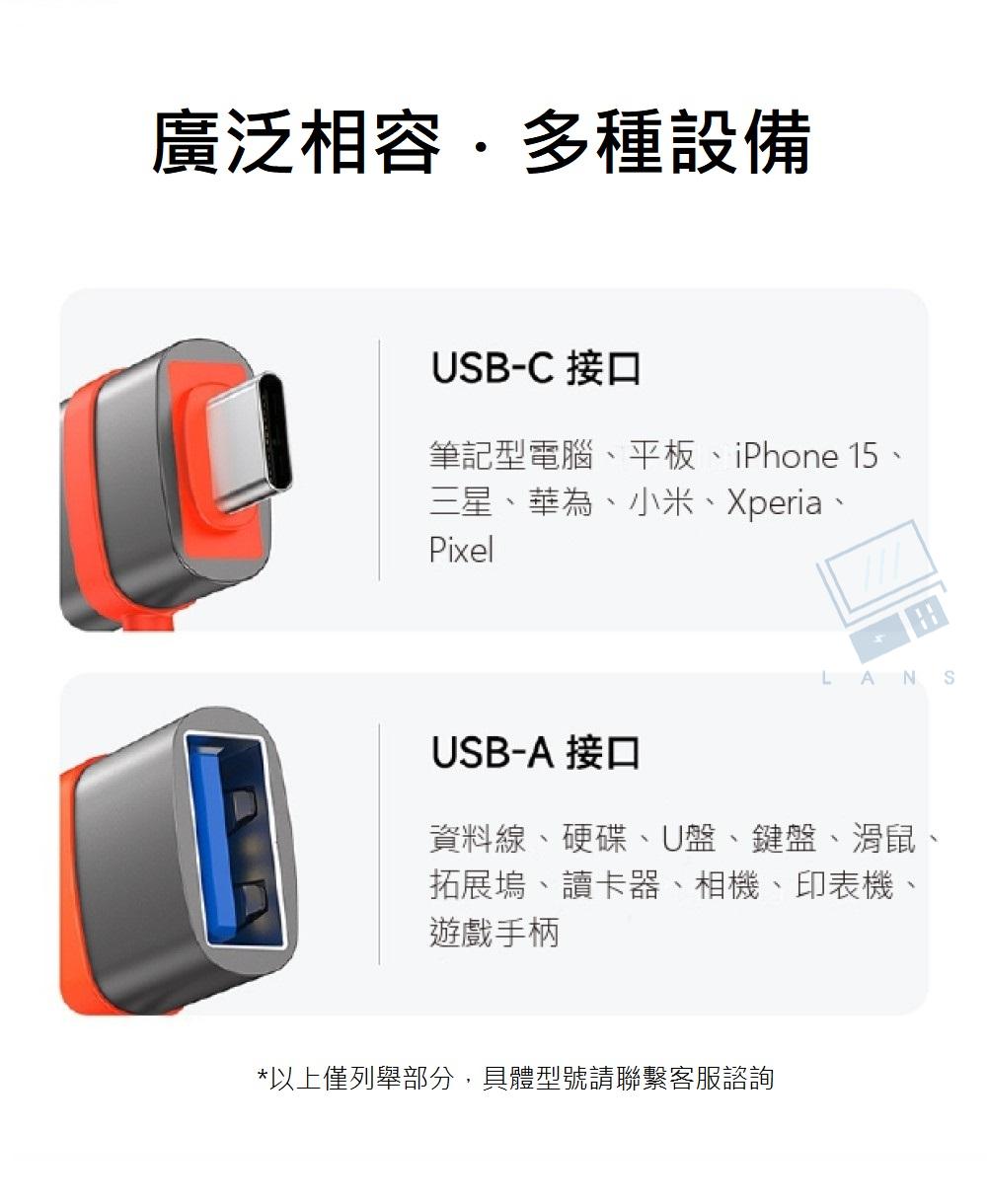 廣泛相容多種設備USB-C 接口筆記型電腦、平板、iPhone 15、三星、華為、小米、Xperia、PixelLANSUSB-A 接口資料線、硬碟、U盤、鍵盤、滑鼠拓展塢、讀卡器、相機、印表機、遊戲手柄*以上僅列舉部分,具體型號請聯繫客服諮詢