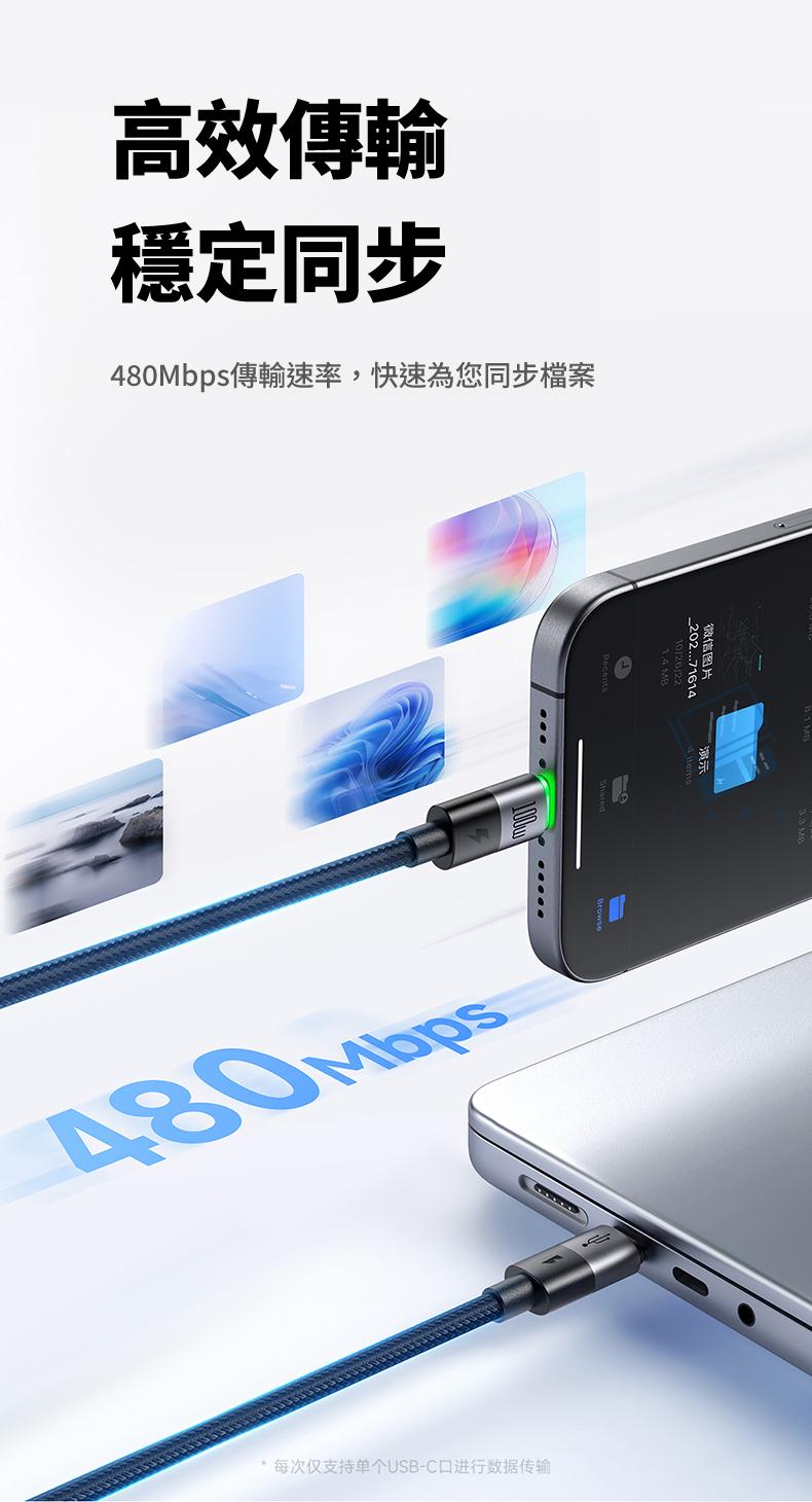 高效傳輸穩定同步480Mbps傳輸速率,快速為您同步檔案480Mbps20271614微信图片每次仅支持单个USB-C口进行数据传输
