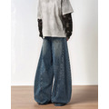 復古水洗彎刀闊腿褲_5