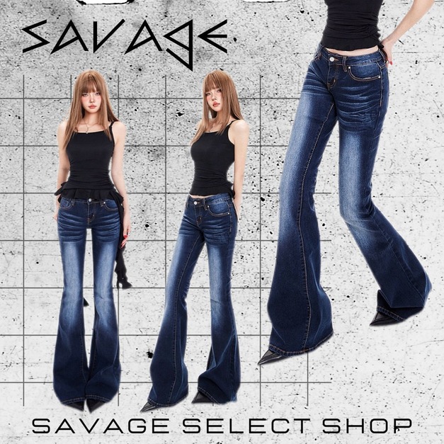 磨白水痕喇叭褲