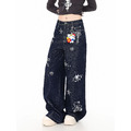 少女心刺繡復古牛仔褲_3