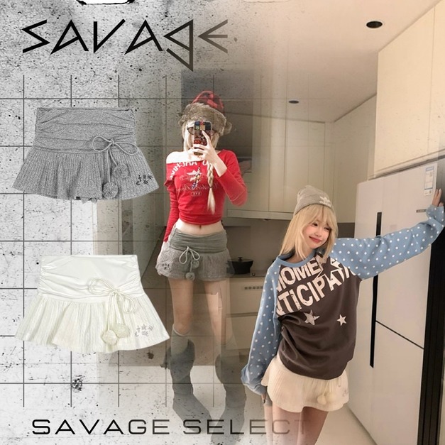 小刺繡針織毛毛短裙