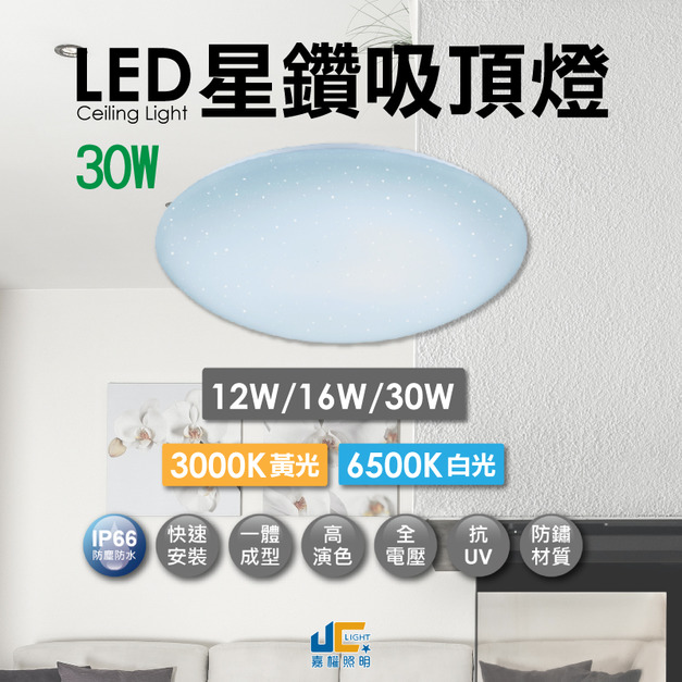 30W單色星鑽吸頂燈 高演色 防觸電 全電壓 保固一年