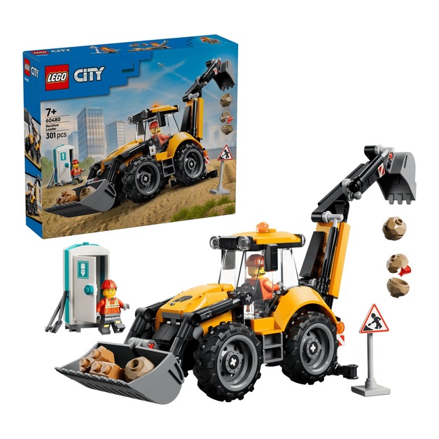 【磚星球】樂高 LEGO 60480 城市系列 黃色反鏟裝載機 Yellow Backhoe Loader