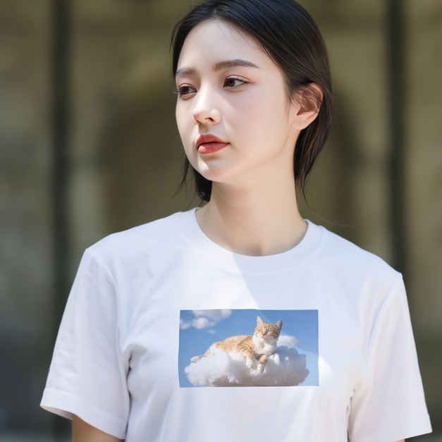 LOOKFINE 在雲層中放鬆的橘貓 短T