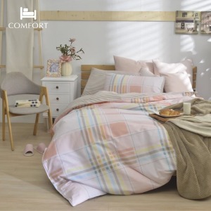 精梳棉床包被套四件組(鋪棉兩用被套)-雙人/雙人加大 / 100% 精梳純棉 /莓好相遇