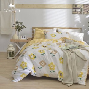 精梳棉床包被套四件組(鋪棉兩用被套)-雙人/雙人加大 / 100% 精梳純棉 /元氣朵朵