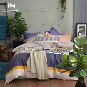 精梳棉床包被套四件組(鋪棉兩用被套)-雙人/雙人加大 / 100% 精梳純棉 /莓葡慕斯