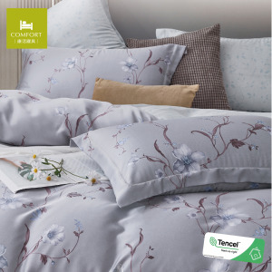 100% TENCEL天絲™萊賽爾40s四件式兩用被床包組-清遠幽香｜雙人加大