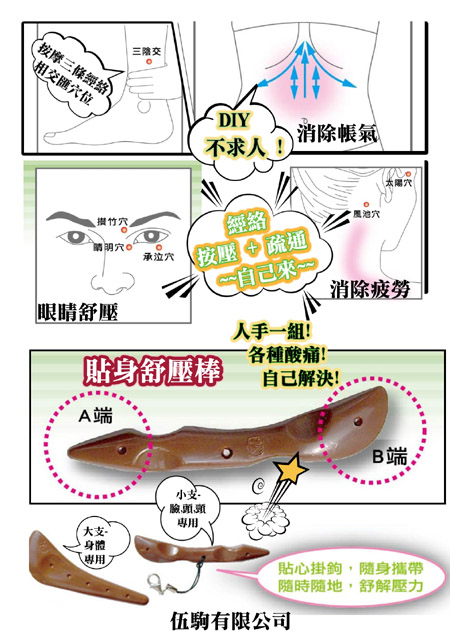 按壓、疏通經絡 (文章打賞+ 搭贈1組  貼身舒壓棒)
