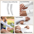 Cooling Arm Sleeves for Men Women UV Sun Protection with Right Hand Finger Holes, Sleeves to Cover A