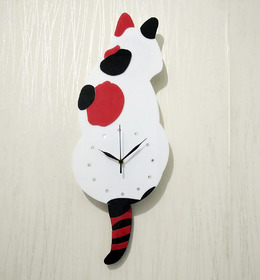 搖擺尾巴 貓咪掛鐘狗狗壁掛鐘日本機芯