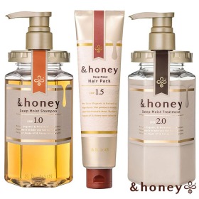【&HONEY/日本原裝】蜂蜜亮澤修護-洗髮乳1.0 (440ML)＋護髮膜1.5 (130G)＋護髮乳2.0 (445G)