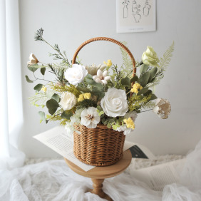 野餐風格永生花提籃 (L)｜永生盆花