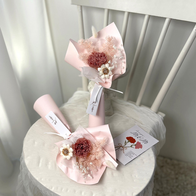 慢時芳華・康乃馨花束 (S) 粉水晶｜永生花束