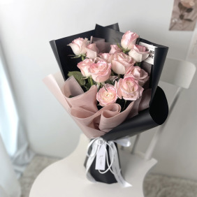珠光粉玫瑰花束｜鮮花花束