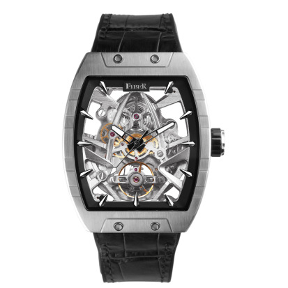 新上市-FIBER｜8018．時空之刃｜限量機械鏤空錶-銀黑