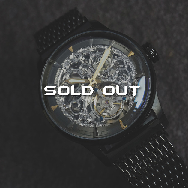 Sold out-FIBER｜手上鍊鏤空陀飛輪腕錶-黑鋼