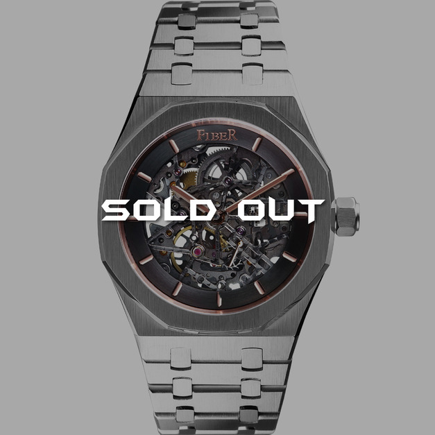 Sold out-FIBER｜8017．競速先鋒系列｜骨雕鏤空機械腕錶-銀