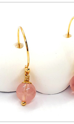 小滿(6MM馬達加斯加島粉晶珠+14KGF)耳鉤