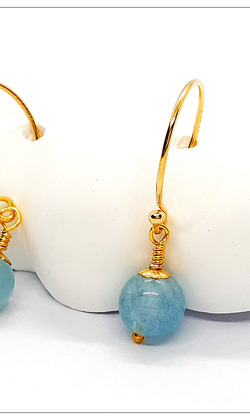 小滿(6MM海藍寶珠+14KGF)耳鉤