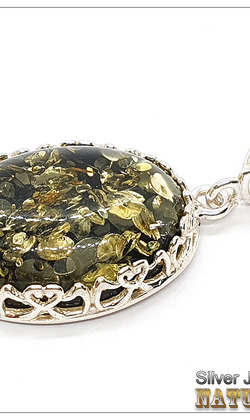 天然琥珀銀墜-NO.20-2.40g