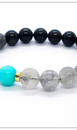 天然石手串(10mm煙晶+金曜石+天河石)