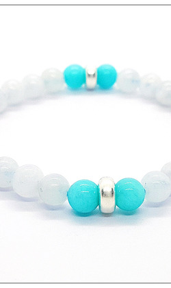 天然石手串(6mm月光石+薰衣草紫晶+天河石)