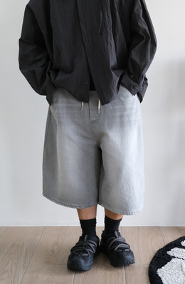 刷色百慕達牛仔七分短褲 /二色