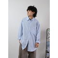輕滑條紋微寬藍藍の襯衫 /二色_3
