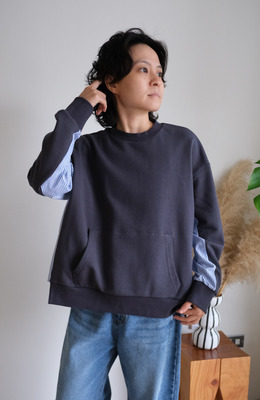 正反雙材質小版大學TEE /二色