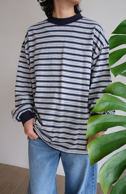 拼色小少年中領長袖 /二色