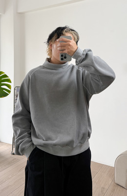 高領人士落肩水洗大學TEE