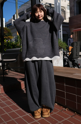 好弧形寬直線棉褲 /二色