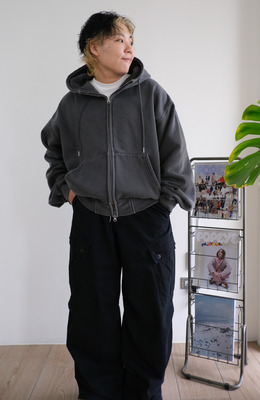 雙開自然洗色大連帽外套 /三色